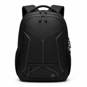 Urban AeroFlex black 15.6-inch laptop backpack with water-resistant fabric, multiple compartments, ergonomic shoulder straps, and side mesh pockets for office, college, and travel.