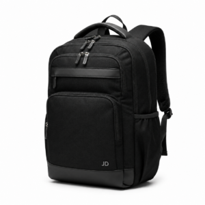 Urban EliteCarry black 15.6-inch laptop backpack with multiple compartments, water-resistant fabric, front organizer pocket, and ergonomic shoulder straps for office, college, and travel.