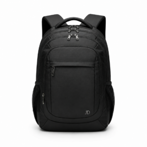 Urban UrbanEase black 15.6-inch laptop backpack with multiple compartments, water-resistant design, and padded shoulder straps for office, college, and travel.